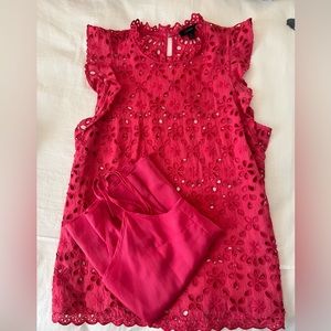 JCrew sleeveless ruffle eyelet top